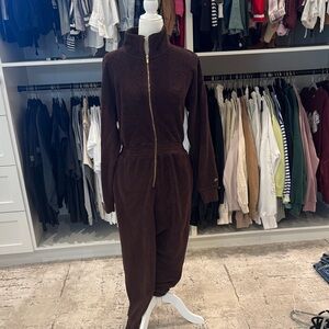 Fabletics Dark Brown Full-Zip Plush Jumpsuit